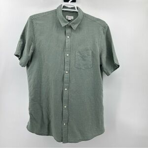 Gap Linen Button Down Shirt Men’s Large LT Short Sleeve Soft Green Cotton Casual